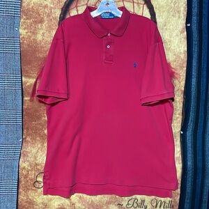 POLO by RALPH LAUREN-men’s red shirt sleeve button polo shirt
